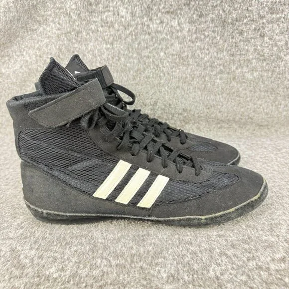 ✅ Mens 10.5 Adidas Wrestling High Top Athletic Shoes/Sneaker Black White Mesh - Picture 8 of 13